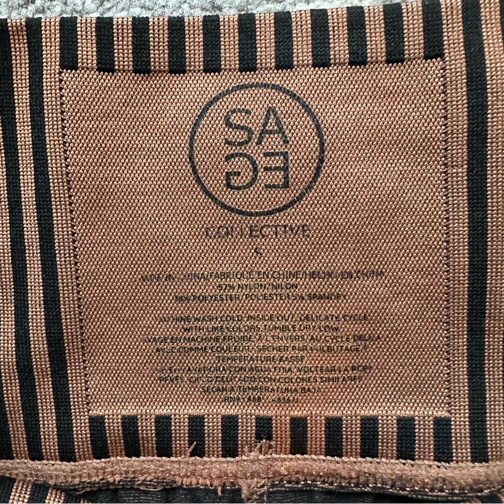 Sage Collective Brown Knit Legging with Tuxedo Stripes - Picture 4 of 4